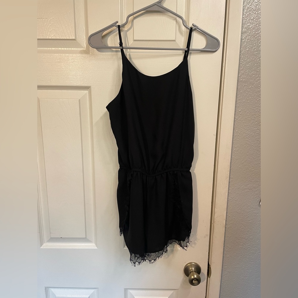 Black Romper w Lace trim XS